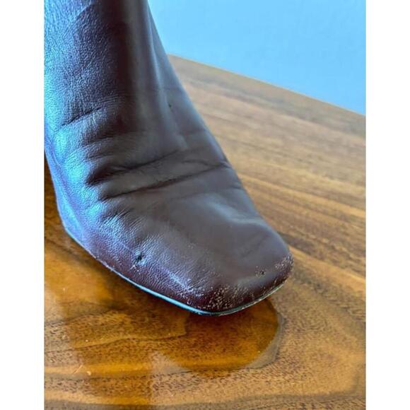 Chic Brown Franco Sarto Leather Ankle Boots with High Heels - Picture 7 of 9